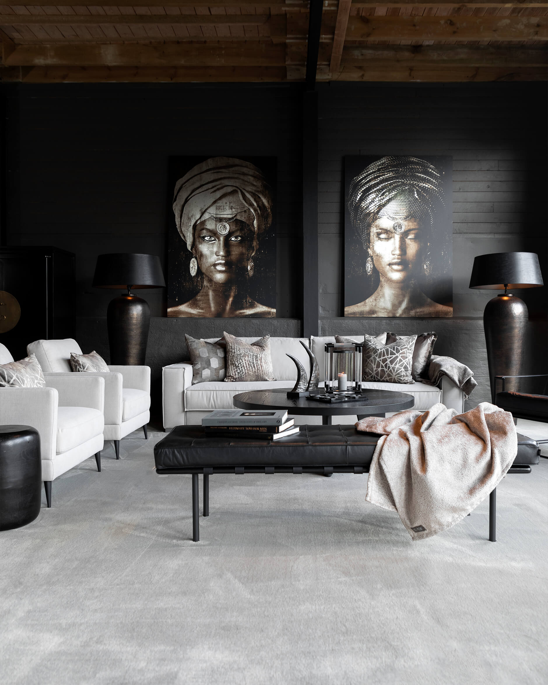 Princetown skinnbänk svart