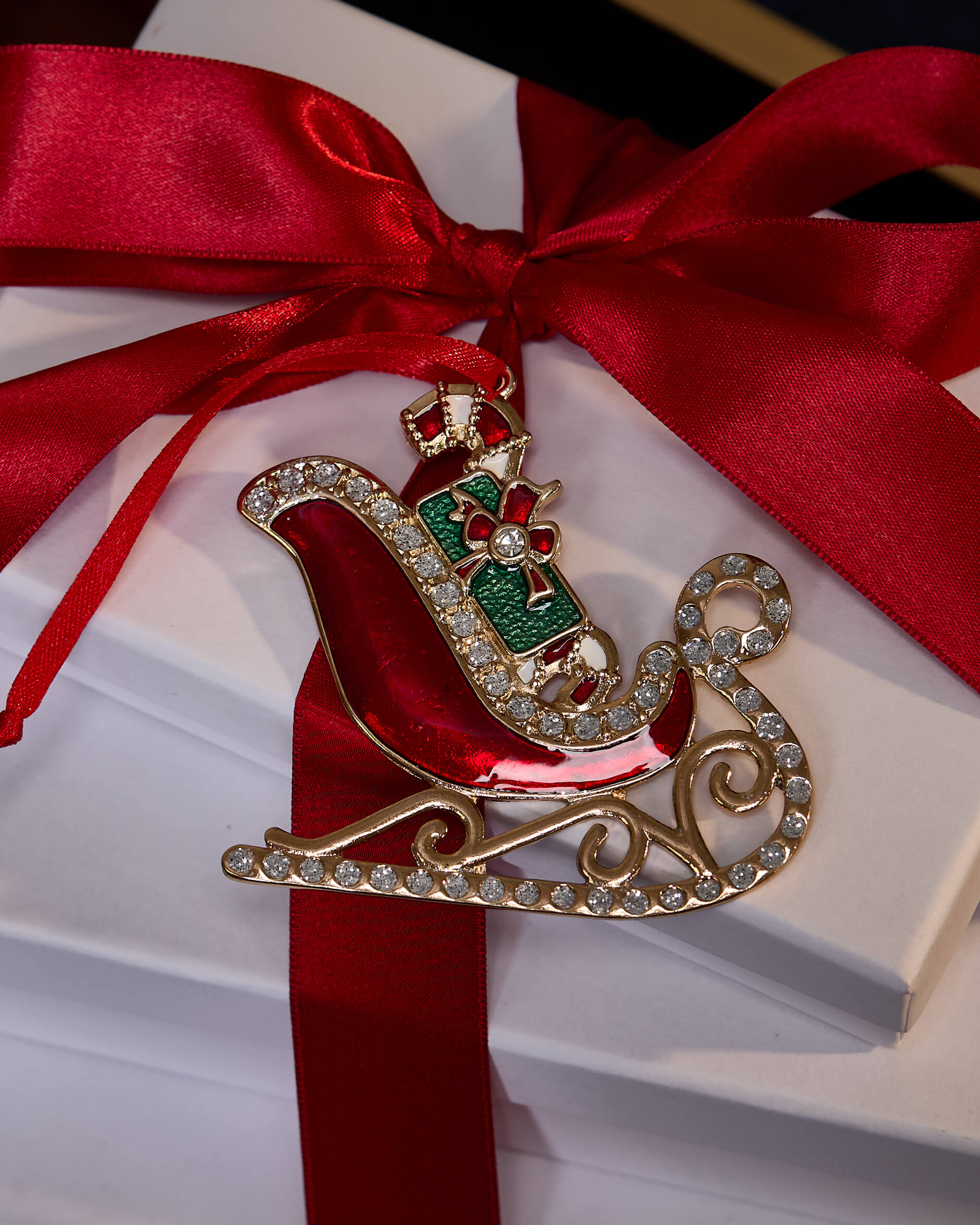 Sebastien Sleigh Ornament Red