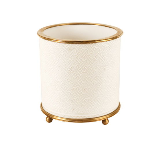 Chantal Flower Pot White/brass