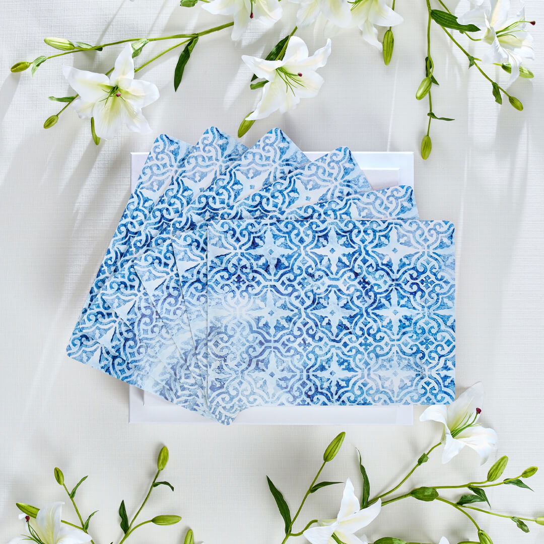 Portofino Tischsets Blau/Weiß 6er-Pack