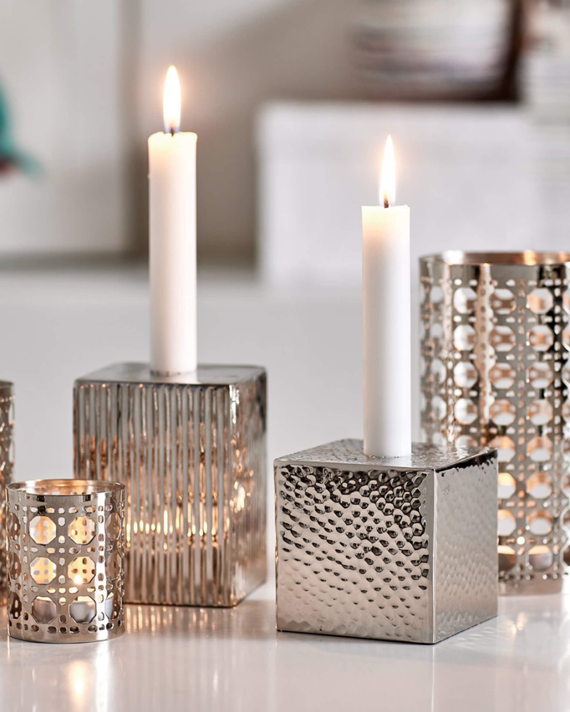 Hammered ljusstake nickel OUTLET