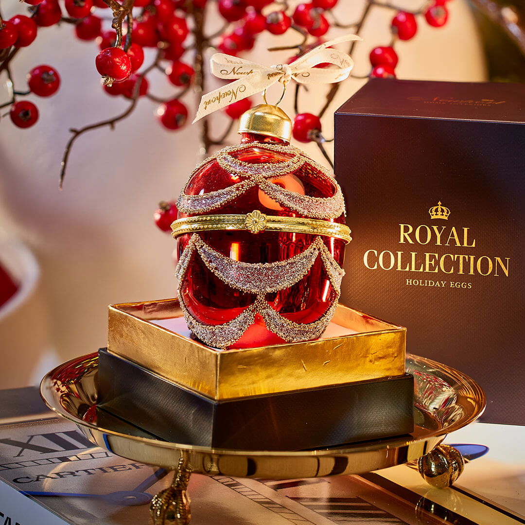 Victoria Fabergé-ei kerstboomdecoratie rood