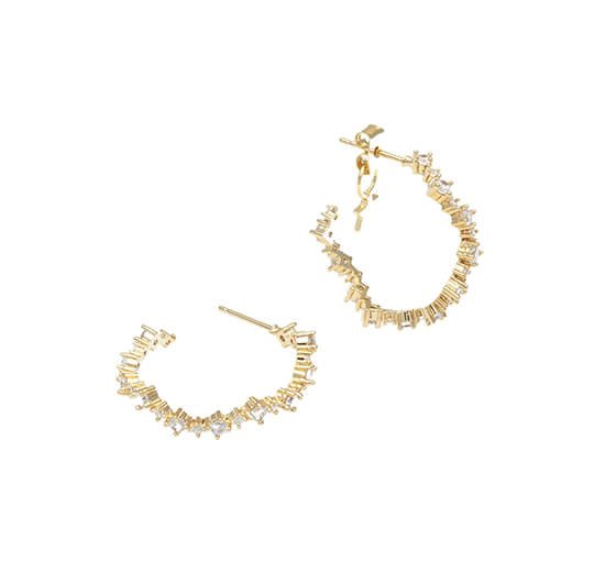 Crystal / Gold - Capella Hoops Earrings Crystal / Silver