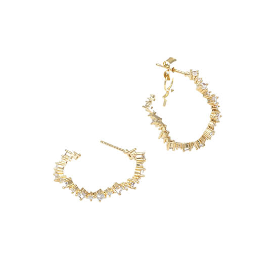 Crystal / Gold - Capella Hoops Earrings Crystal