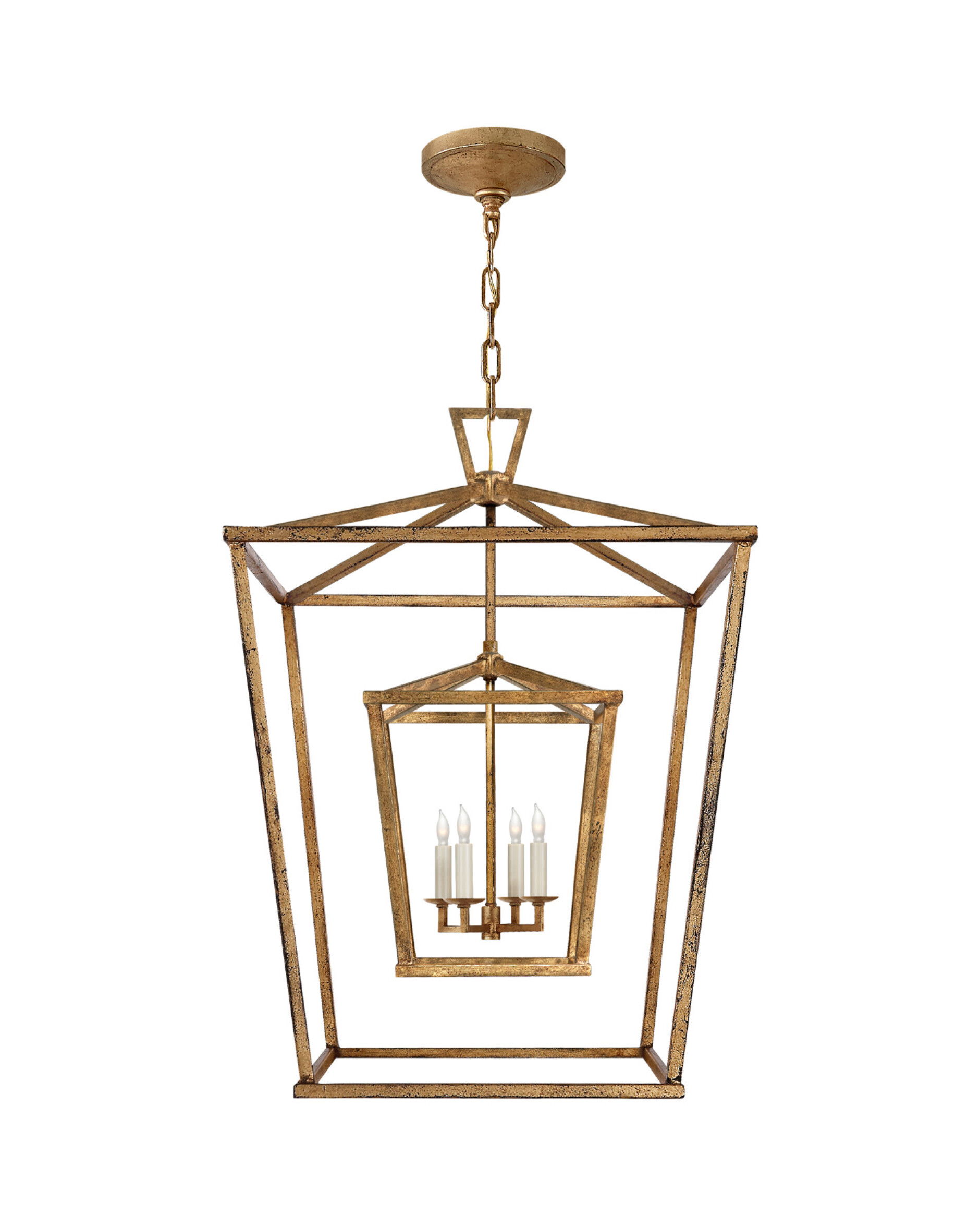 Darlana Double Cage Lantern Gilded Iron L