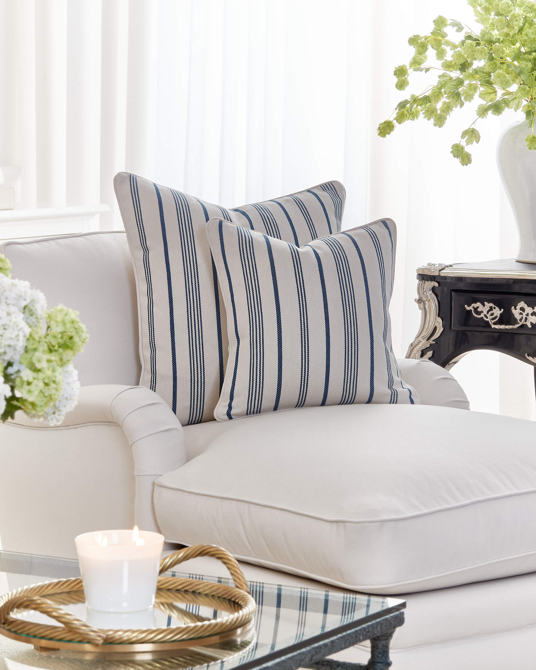 Glenda kuddfodral blå/vit