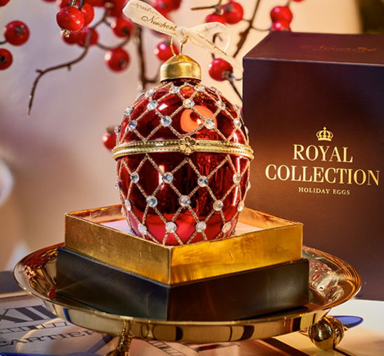 Elizabeth fabergé egg julepynt rød