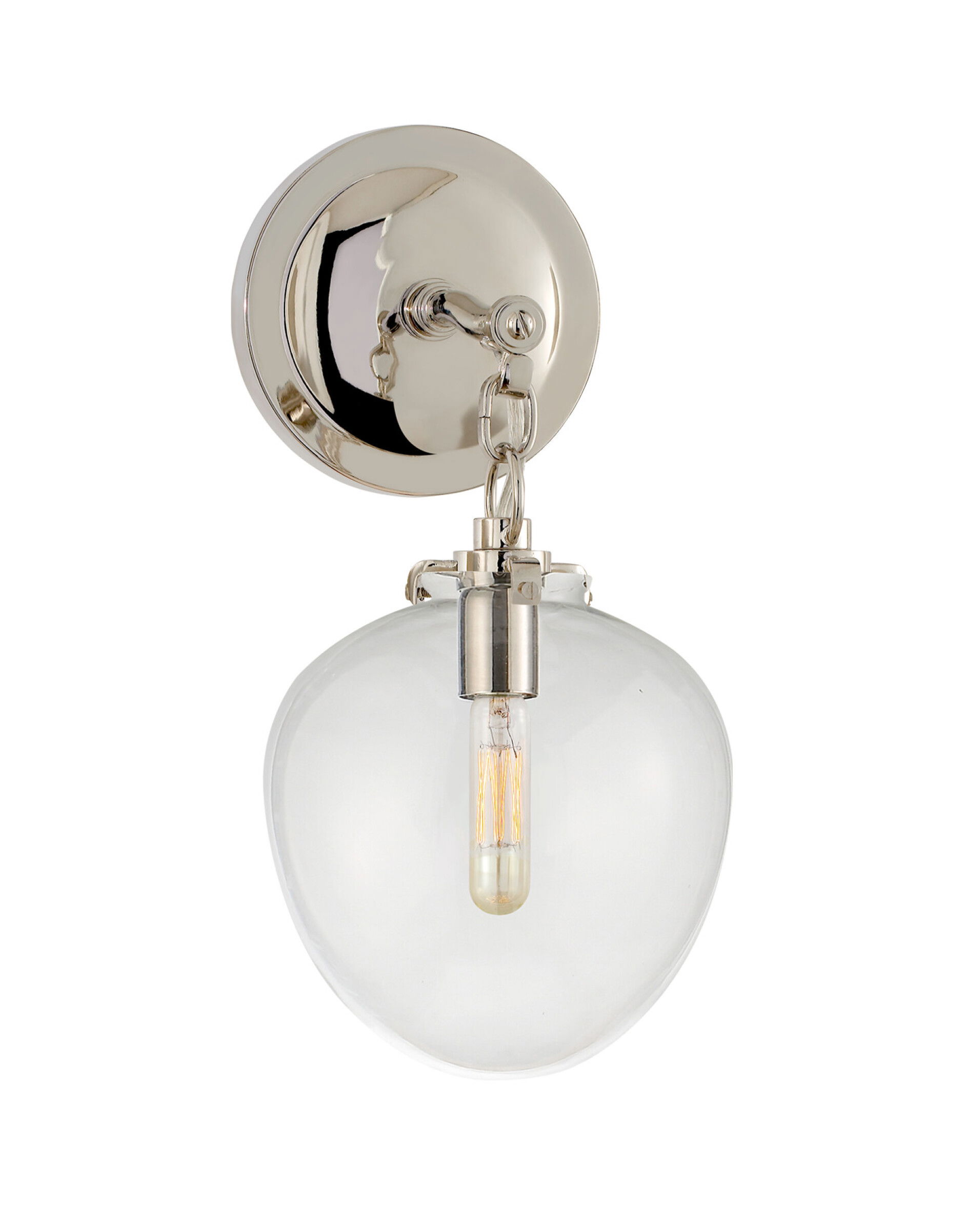 Katie Acorn Sconce Polished Nickel/Clear Glass