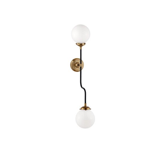 null - Bistro Double Wall Sconce Antique Brass/White Glass