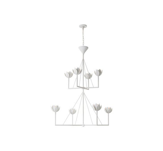 null - Alberto Large Two Tier Chandelier White