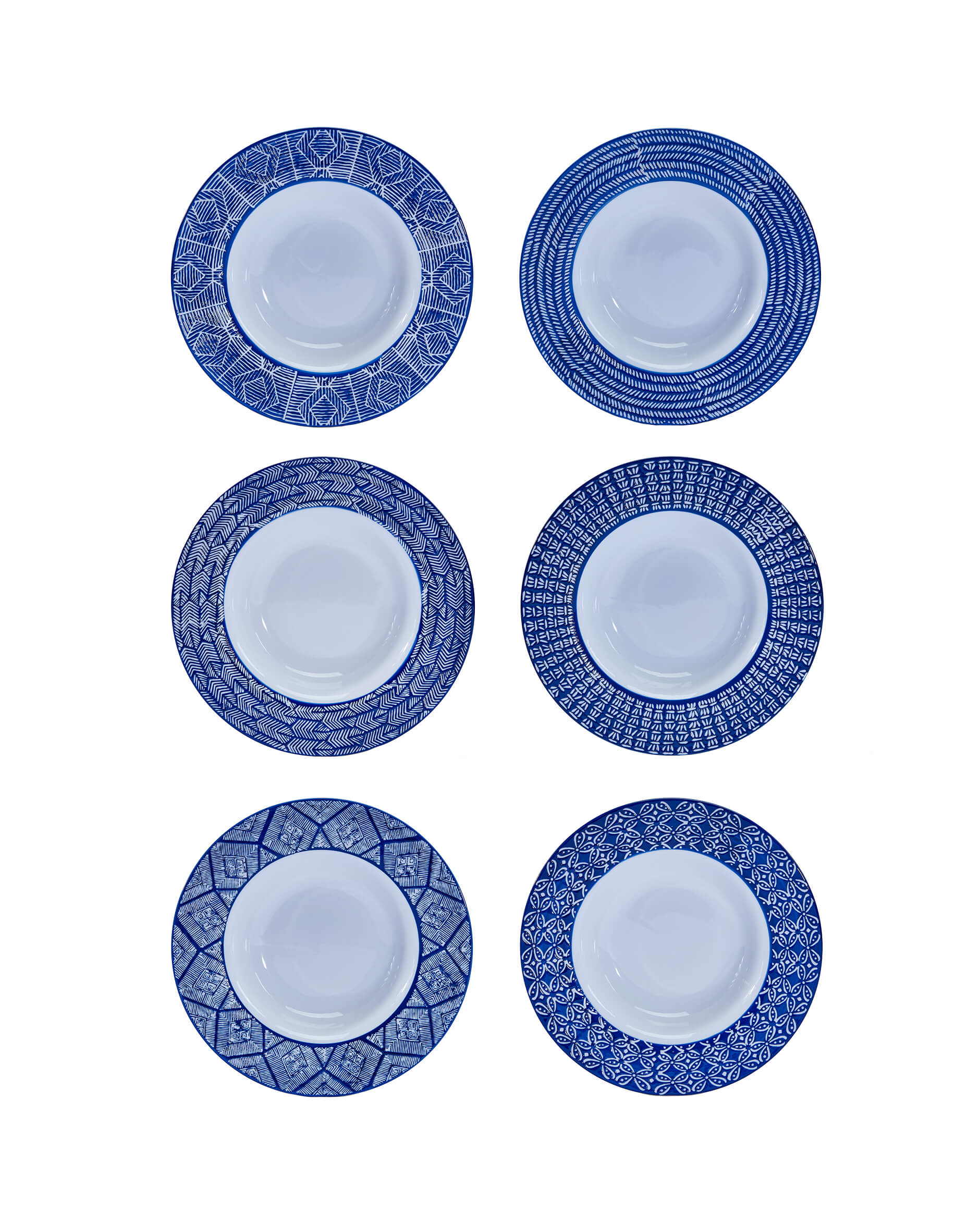 Capri Azzurra djupa tallrikar blå/vit 6-pack