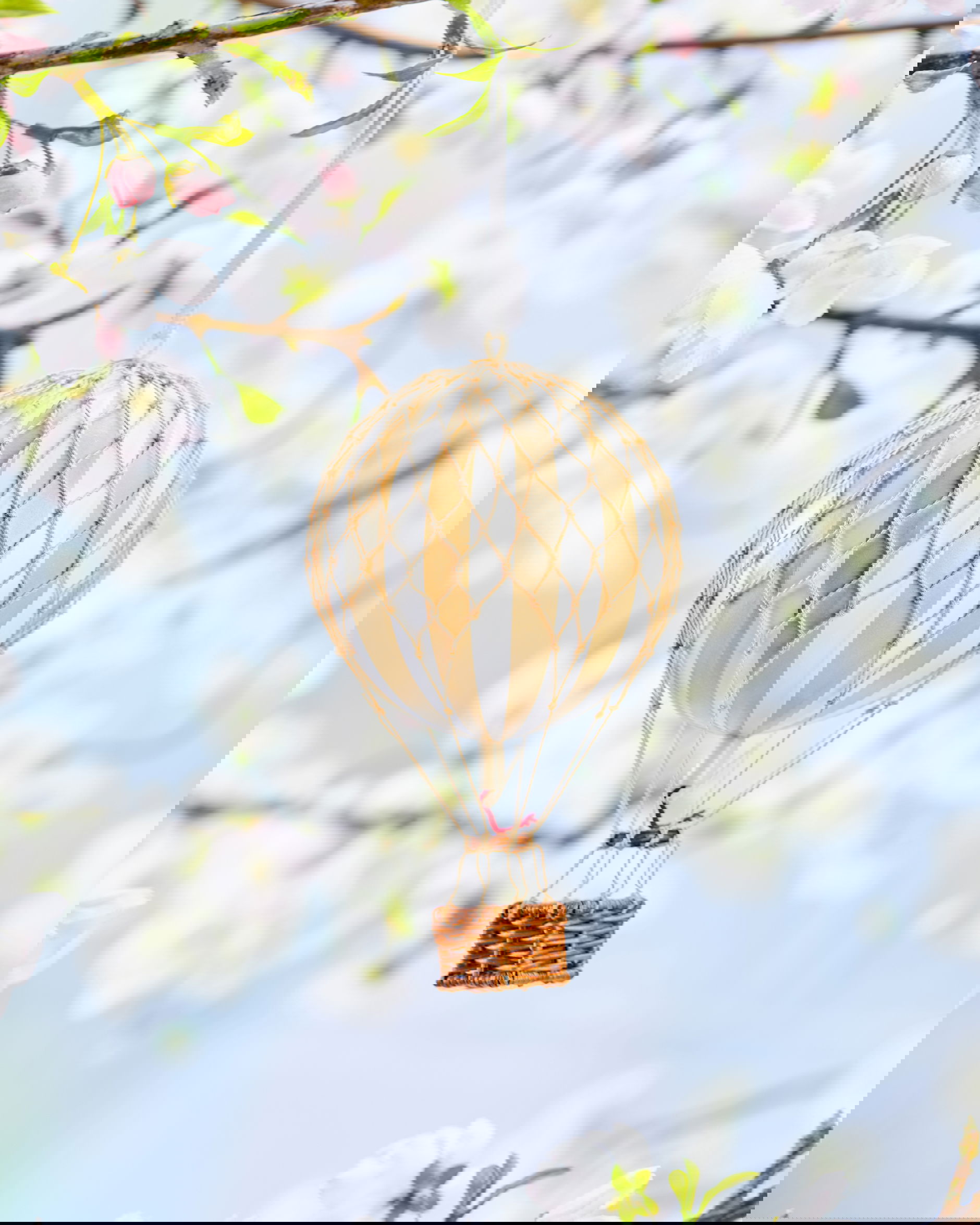 Hot Air Balloon Floating The Skies White