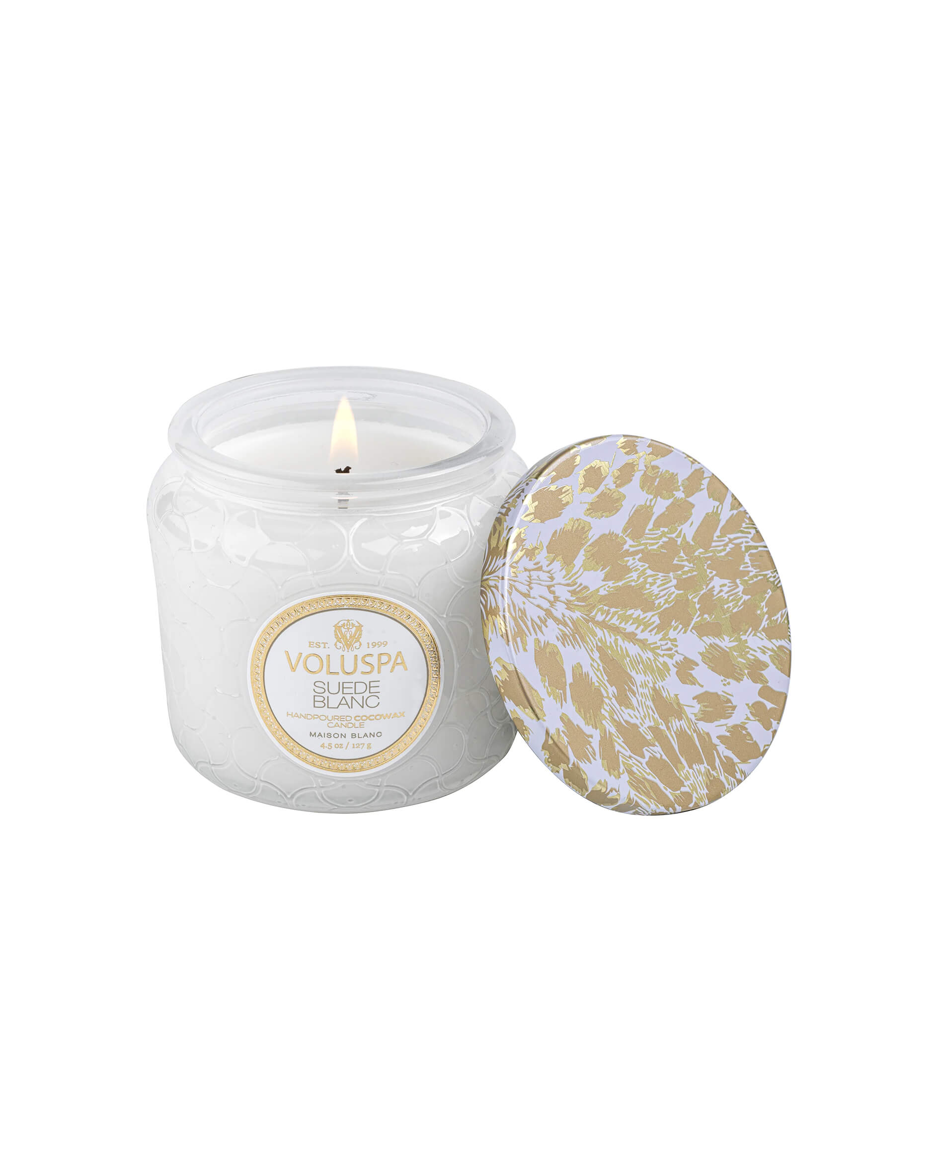 Suede Blanc doftljus petite jar