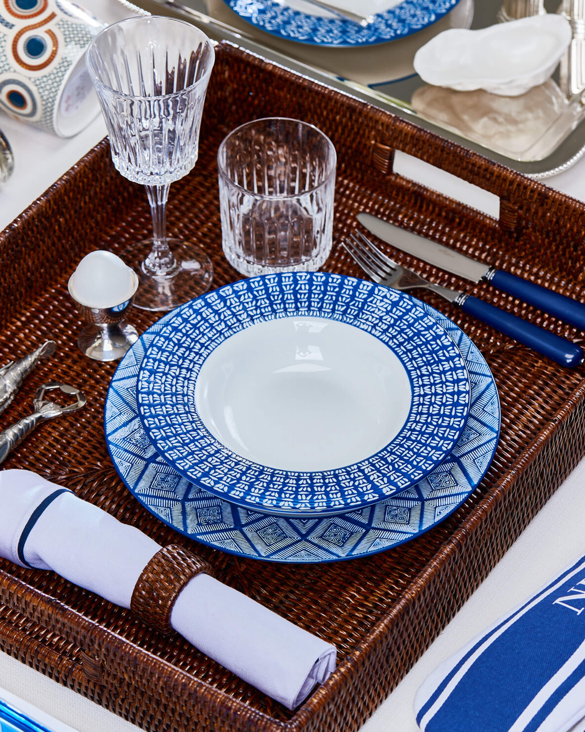 Capri Azzurra djupa tallrikar blå/vit 6-pack