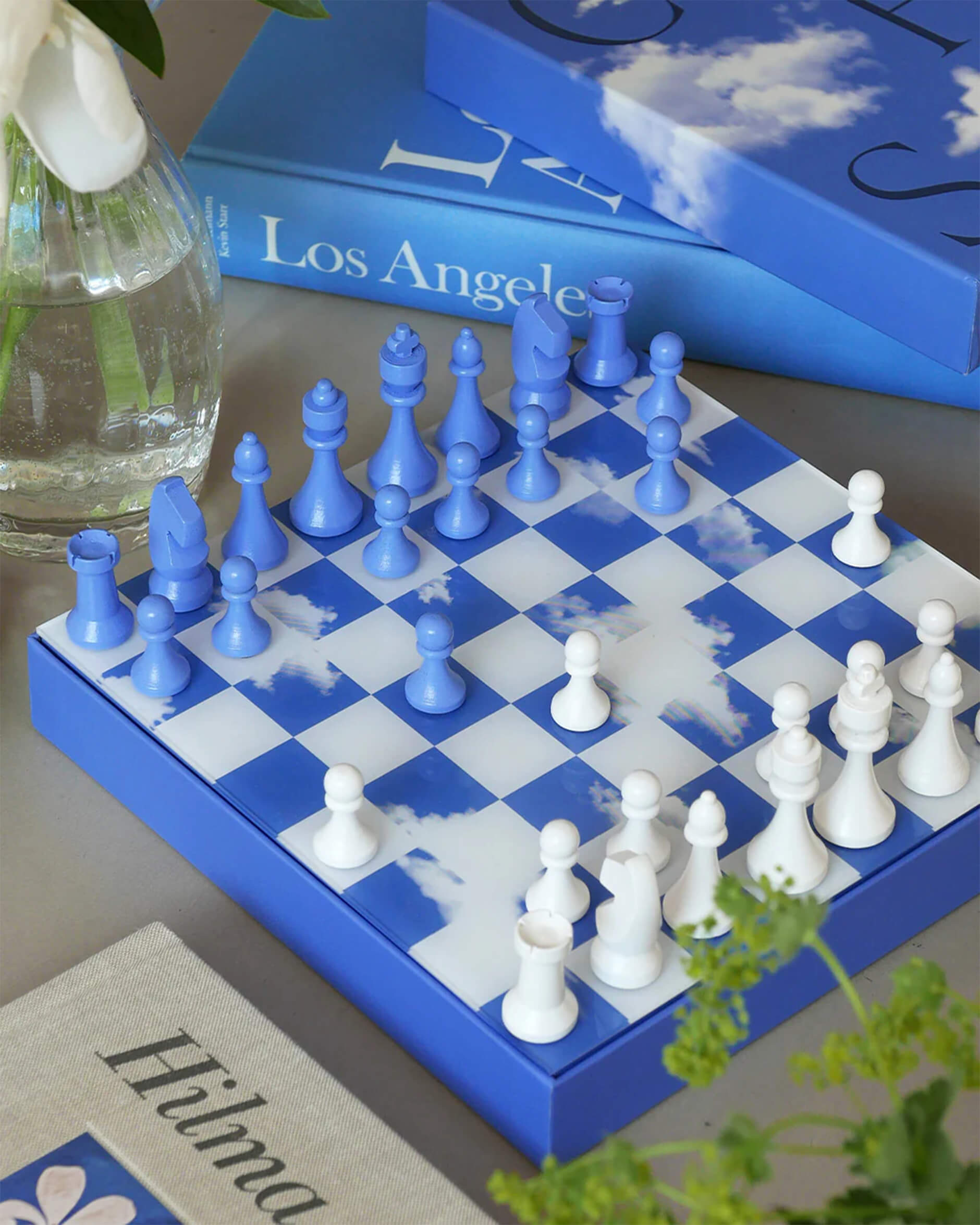 Clouds schack blå/vit