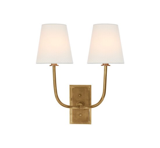 null - Hulton Double Sconce Bronze/Linen