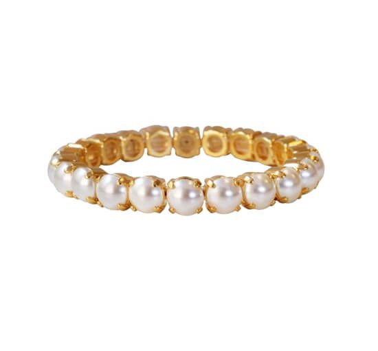 Gold - Gia Stud Bracelet Pearl