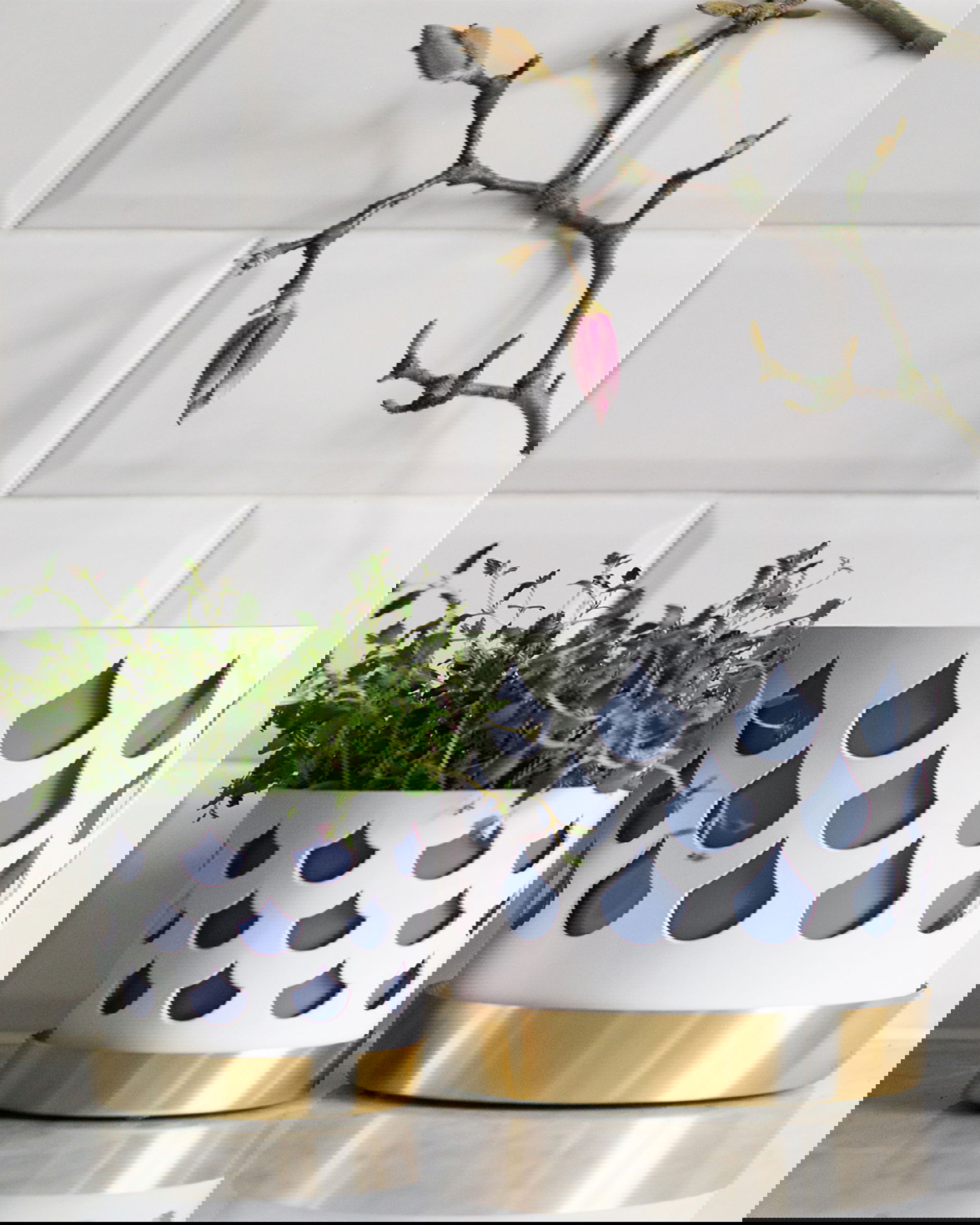 Trio Drop flower pot white