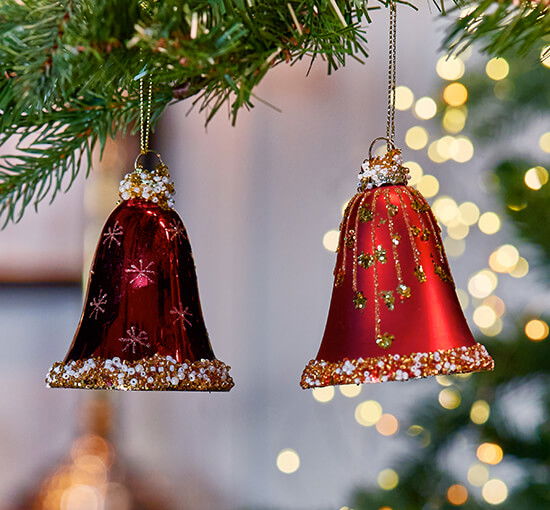 null - Elie Bells Ornaments Red 2-pack