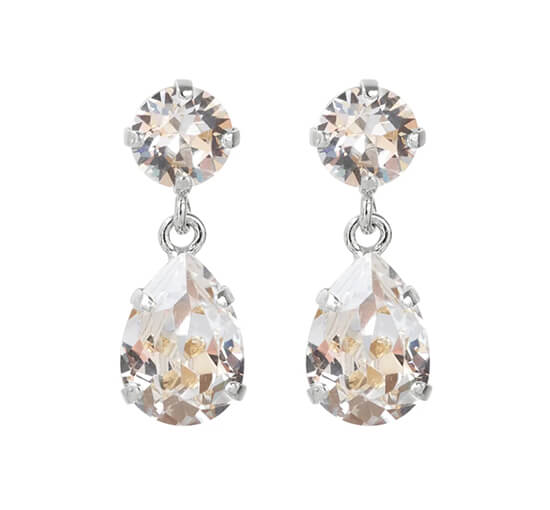 Rhodium - Mini Drop Earrings Crystal Rhodium