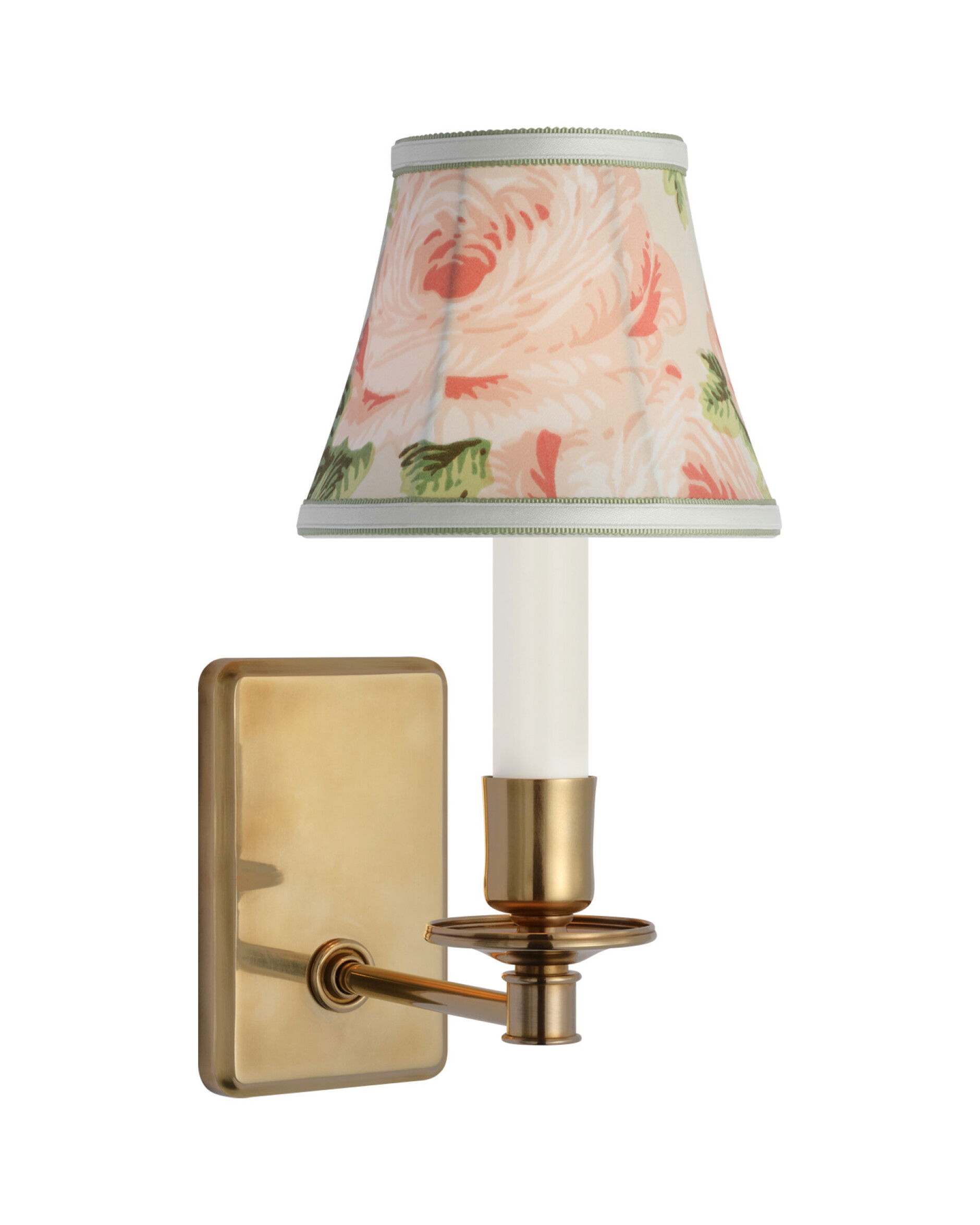 Tara 11" Sconce Antique Brass/Blush Salisbury Chintz Bell Empire Shade