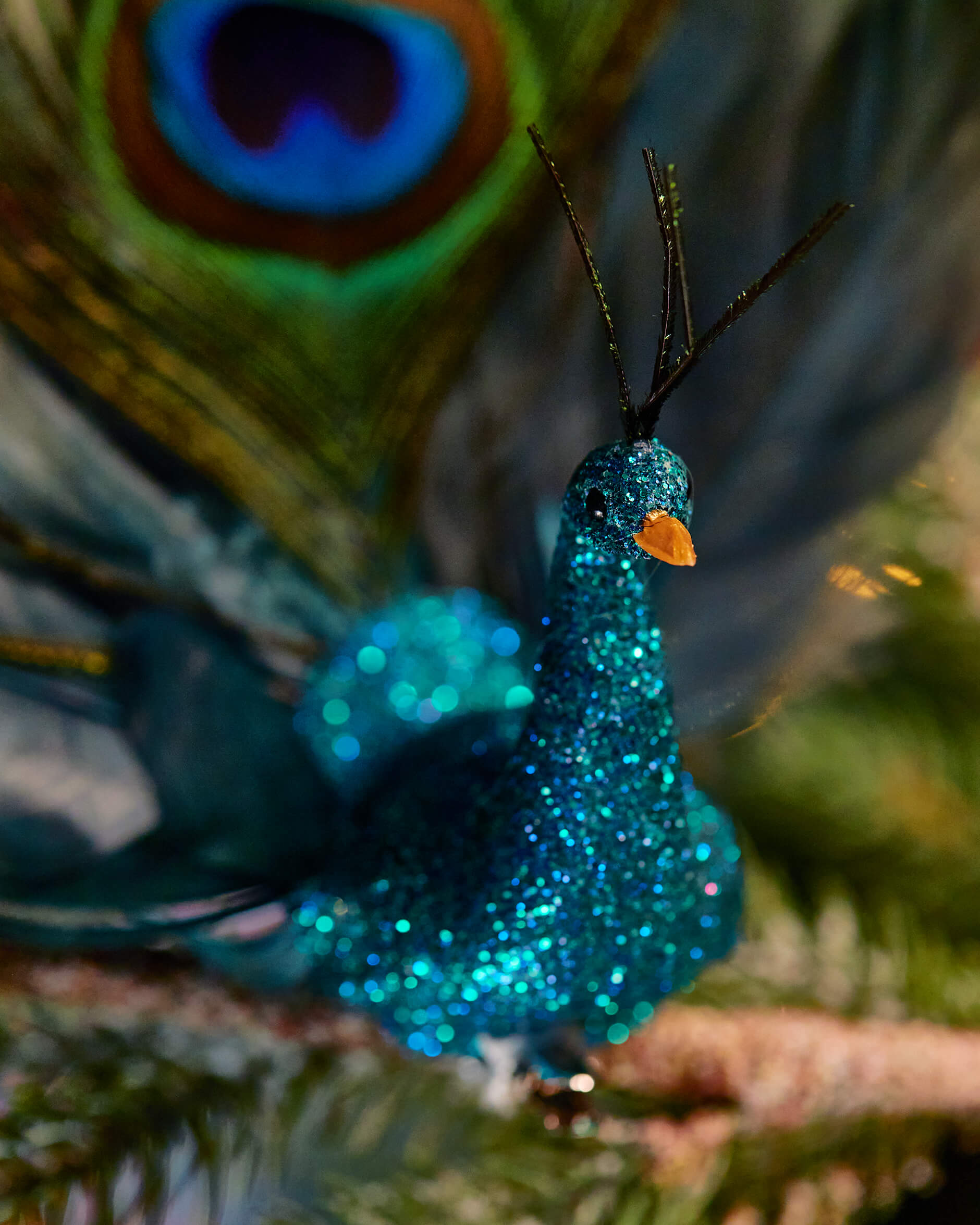 Yvette-joulukoriste, riikinkukko, sininen/vihreä