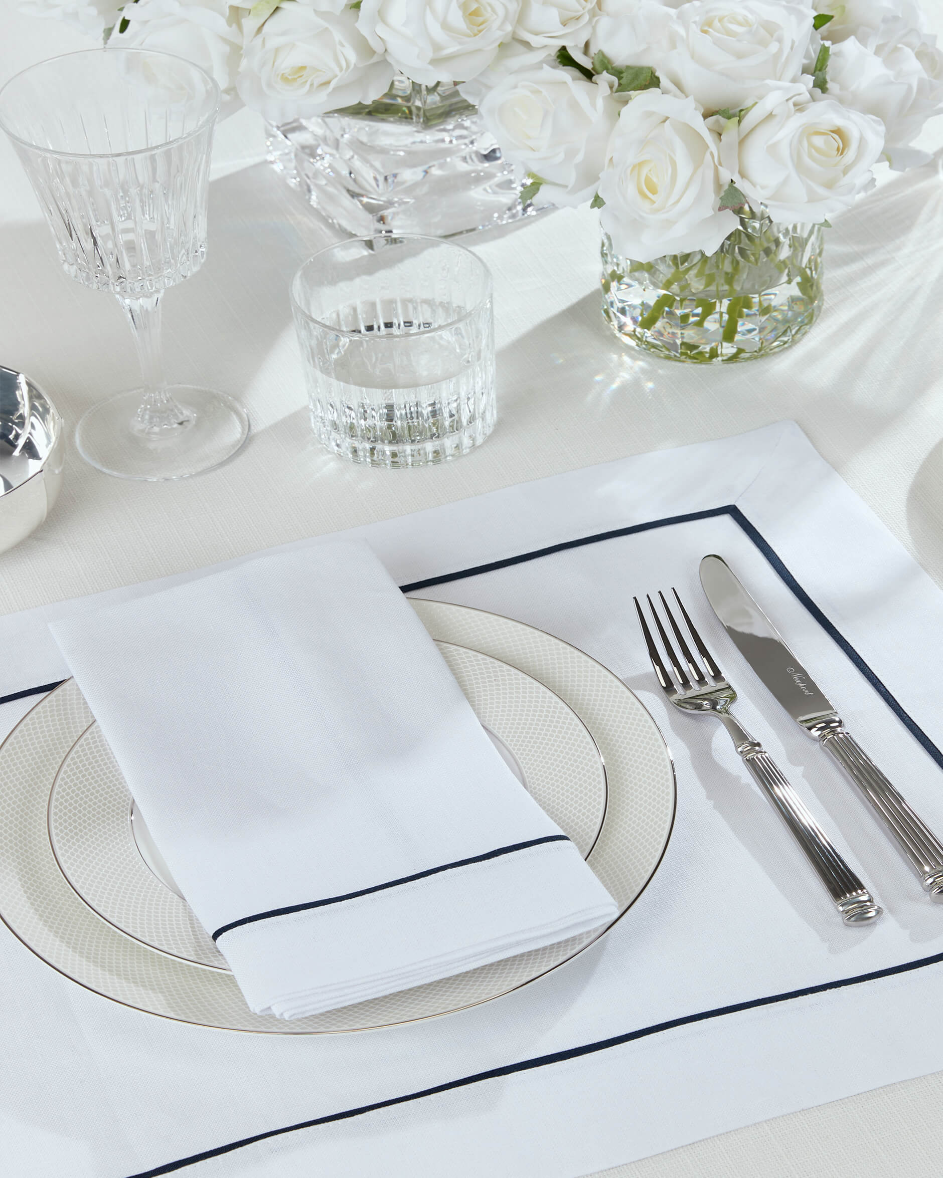 Avenue servett vit/blå