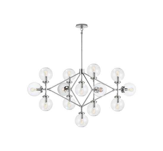 Polished Nickel - Bistro Four Arm Chandelier Polished Nickel and Black