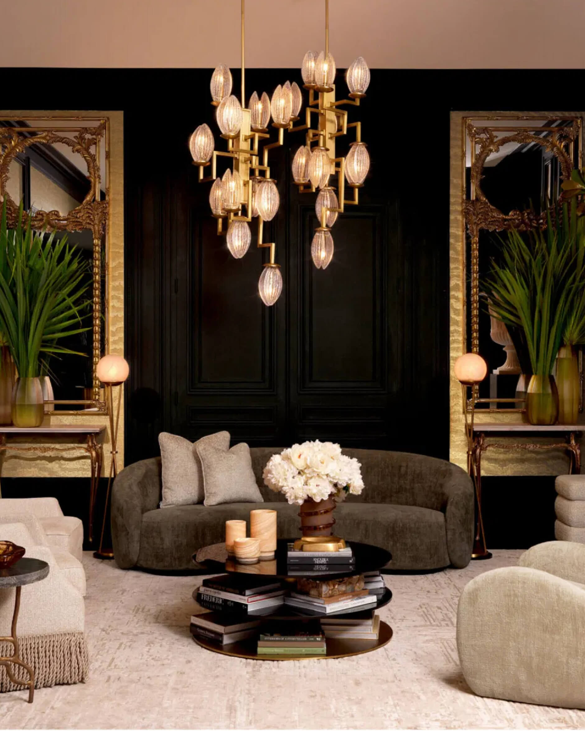 Persephone kroonluchter antiek messing