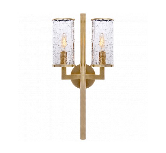 Antique-Burnished Brass - Liaison Double Sconce Polished Nickel
