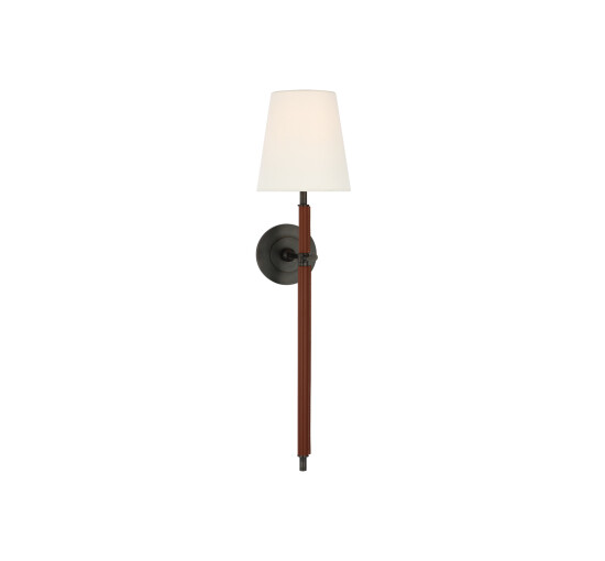 Bronze/Saddle Leather - Bryant Large Wrapped Tail Sconce Nickel/Natural Leather