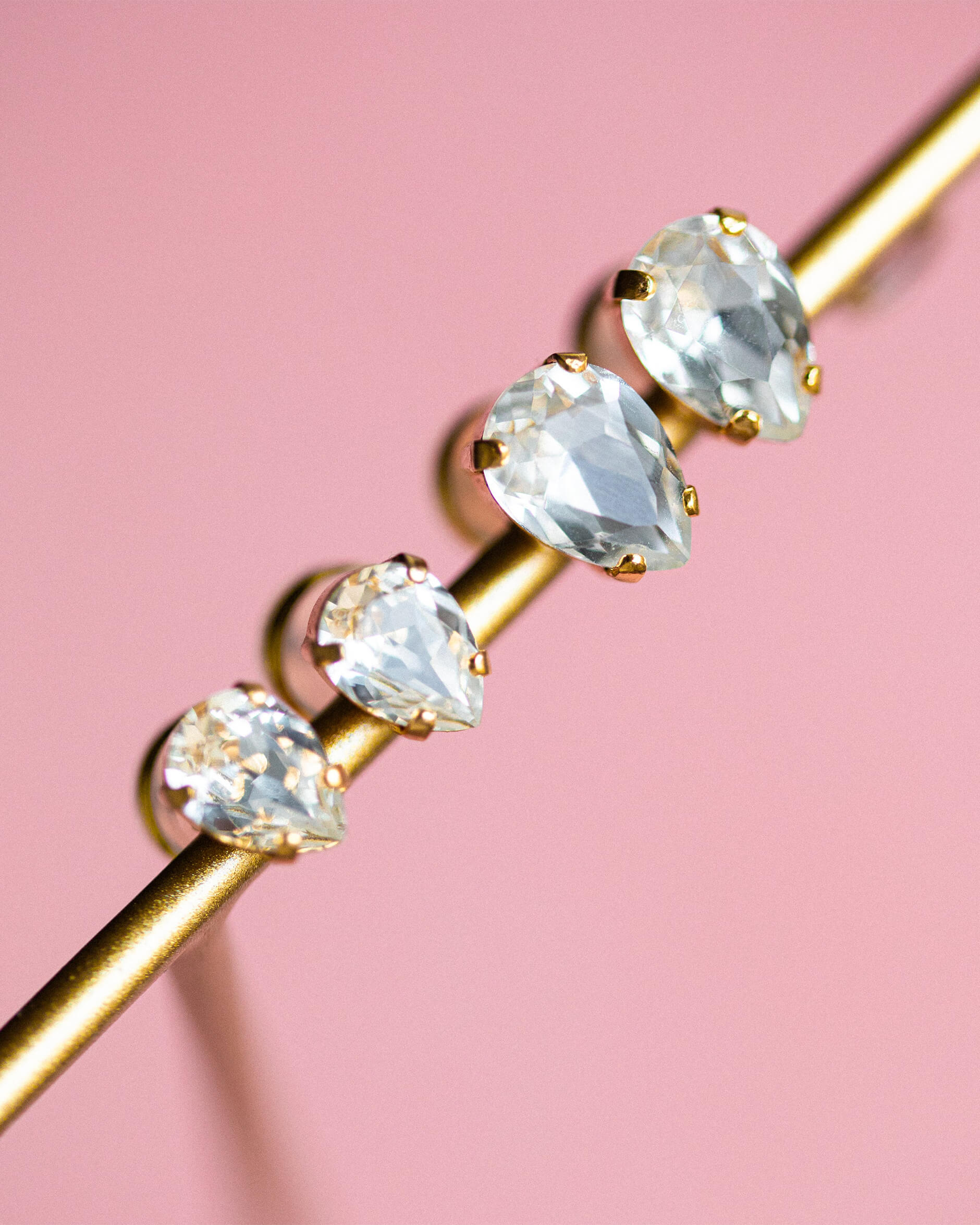 Super Petite Drop Stud Earrings Crystal