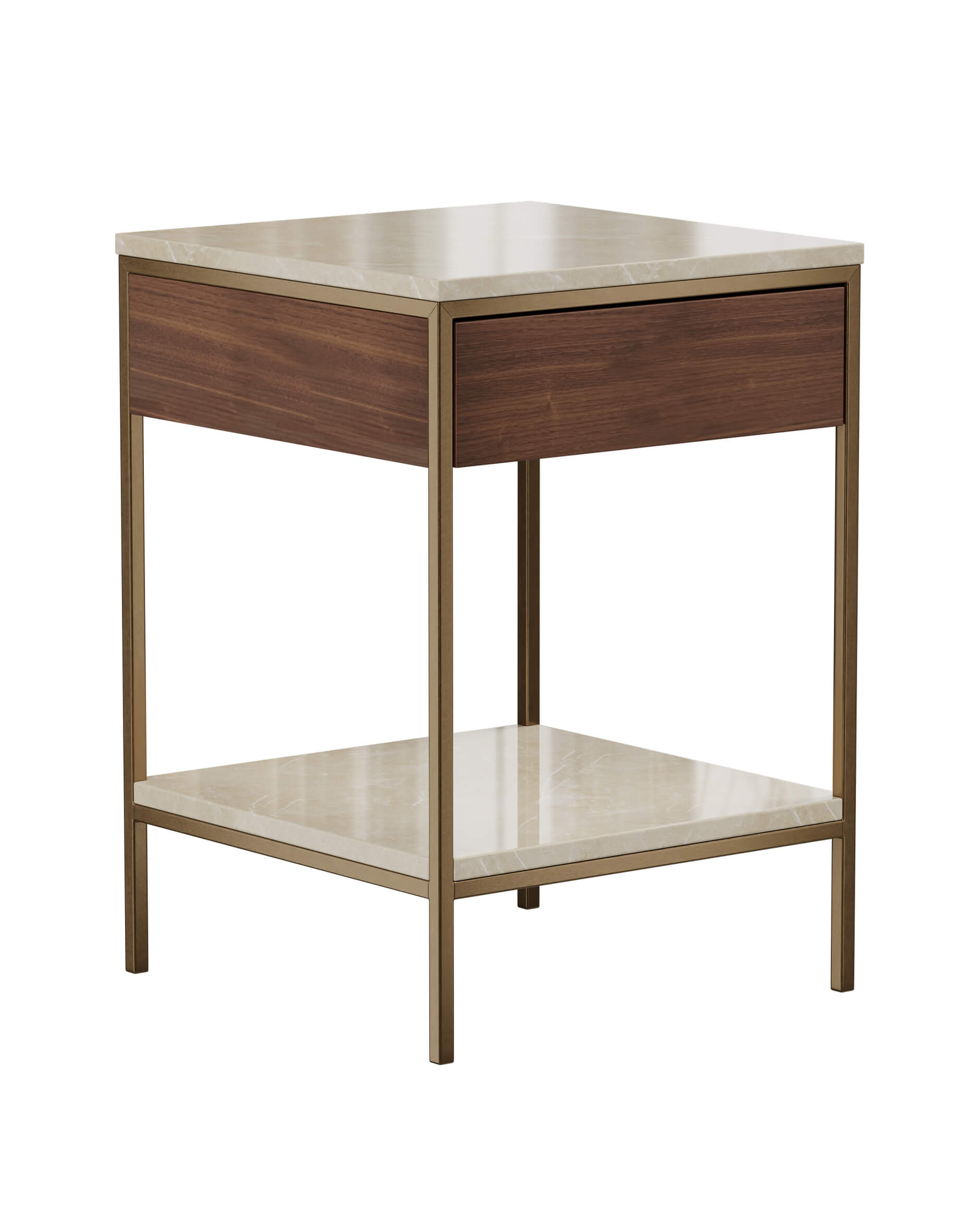 Erin SIde Table Table Brass Walnut Beige
