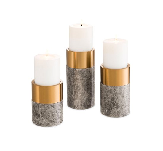 Grey/brass - Sierra candle holder grey/brass