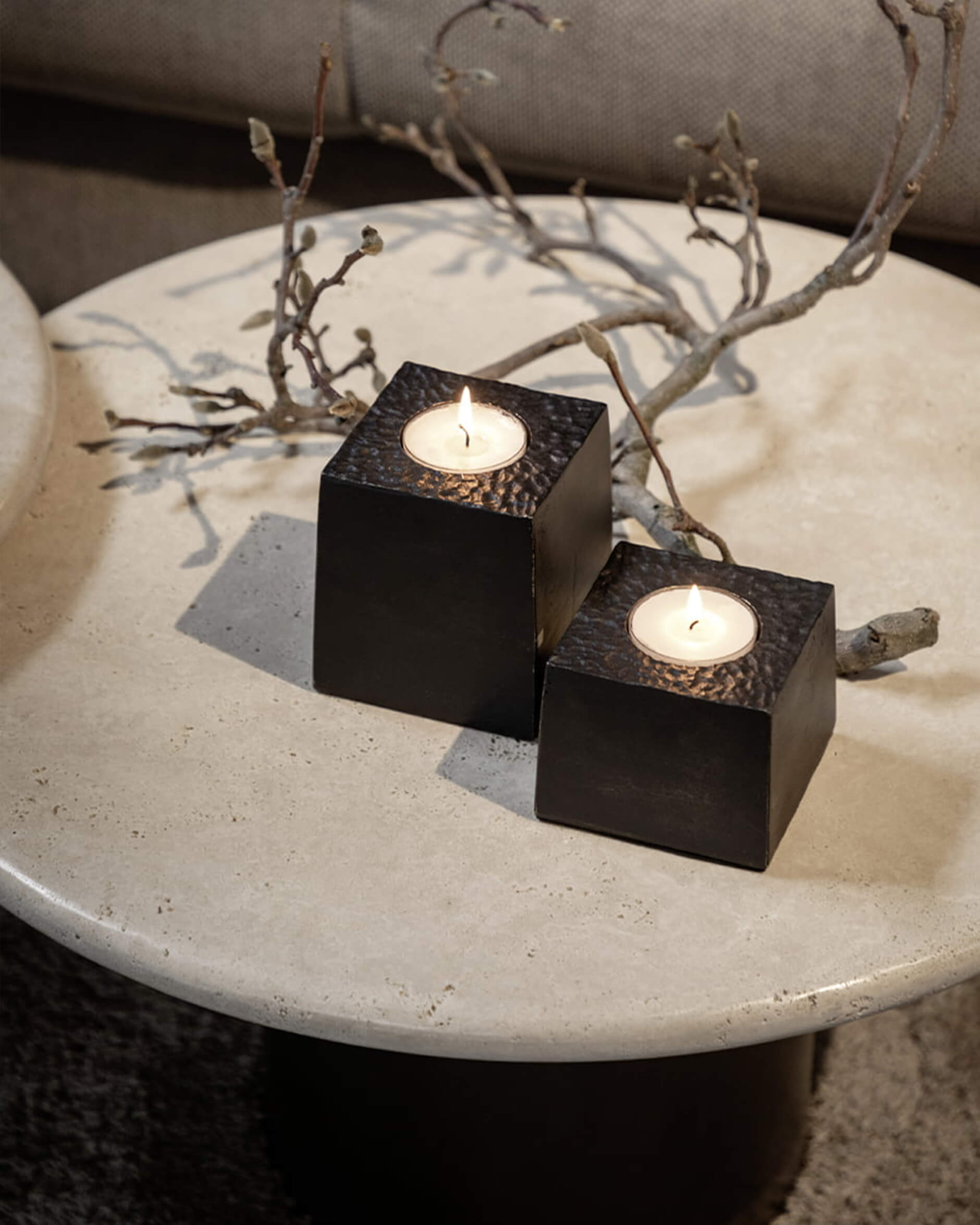 Calais soffbord travertine/mörkbrun