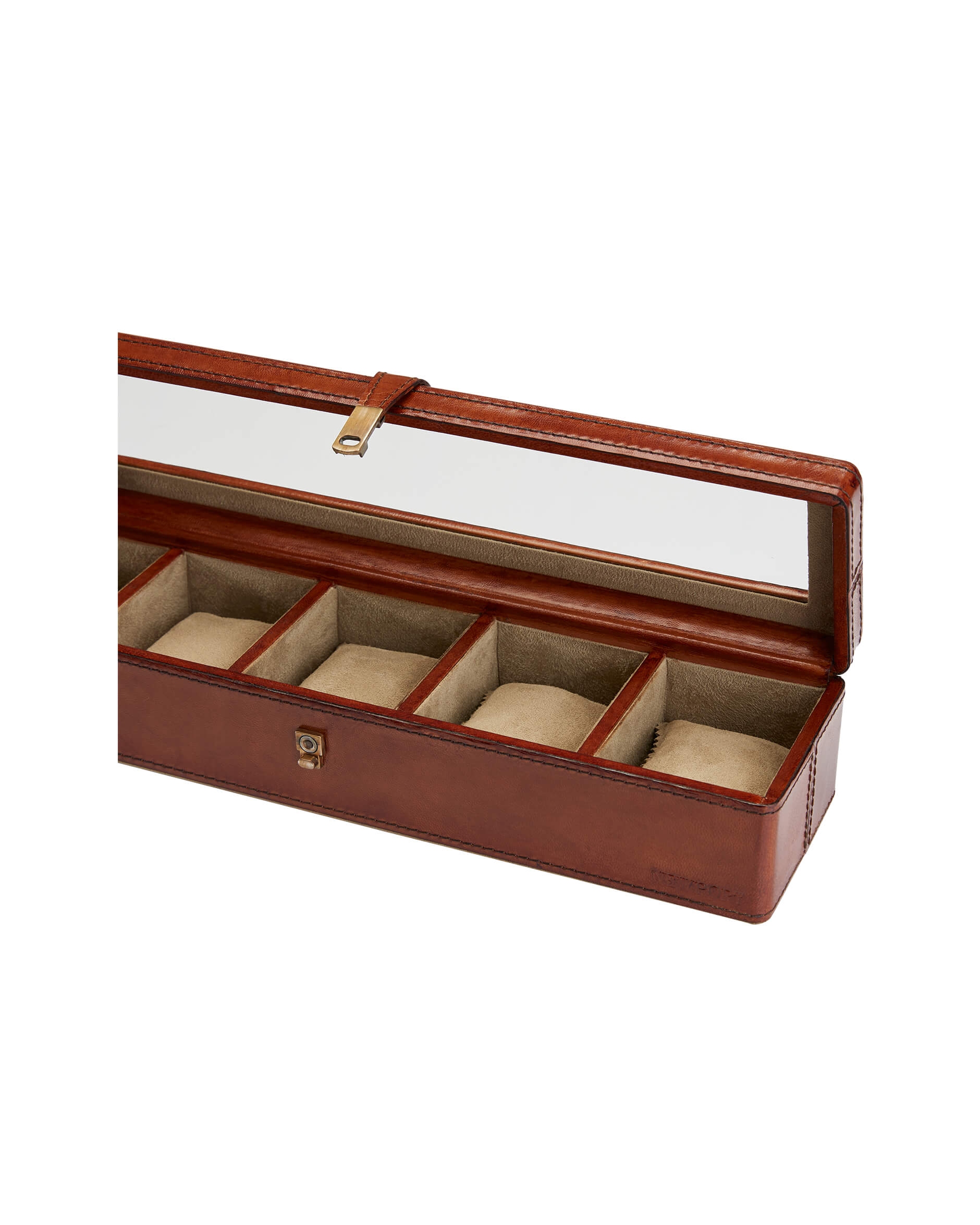 Kensington klockbox läder/glas