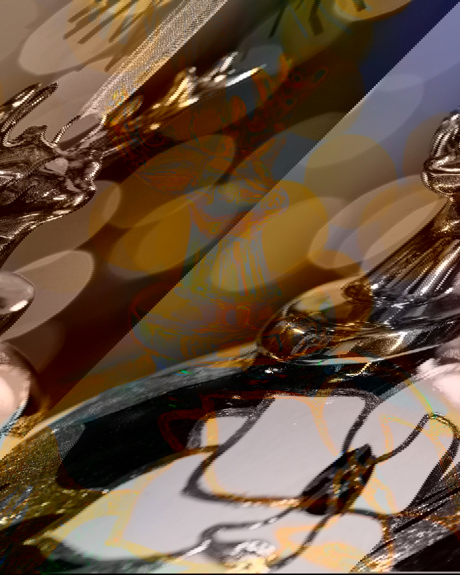 Royal Stag kerstbal groen/wit 10 cm