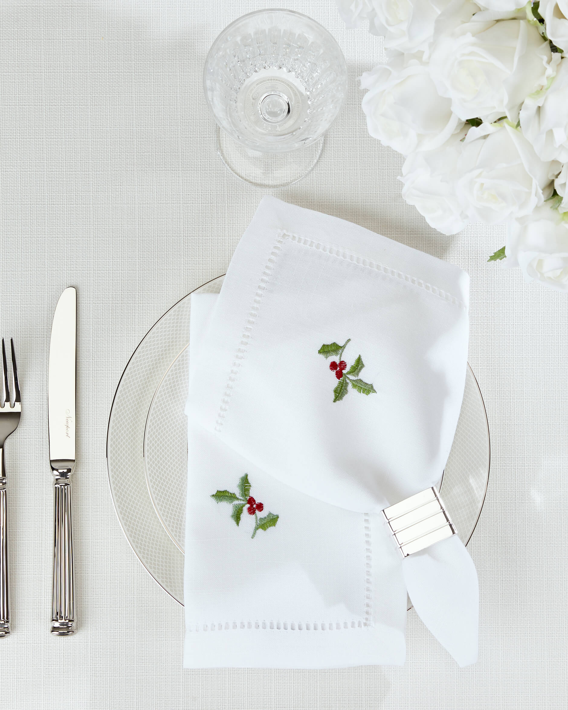 Christmas Holly Berry servett vit