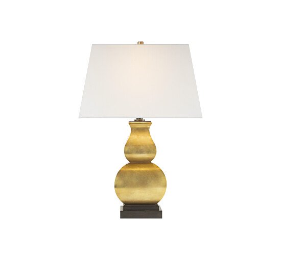 null - Fang Gourd Table Lamp Antique Brass/Linen