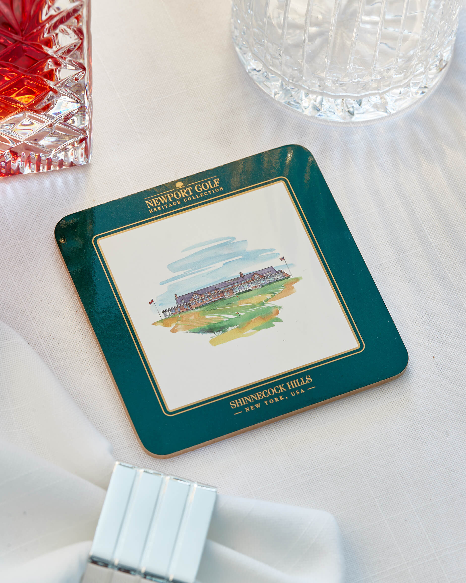 Clubhouse glasunderlägg grön/vit 6-pack