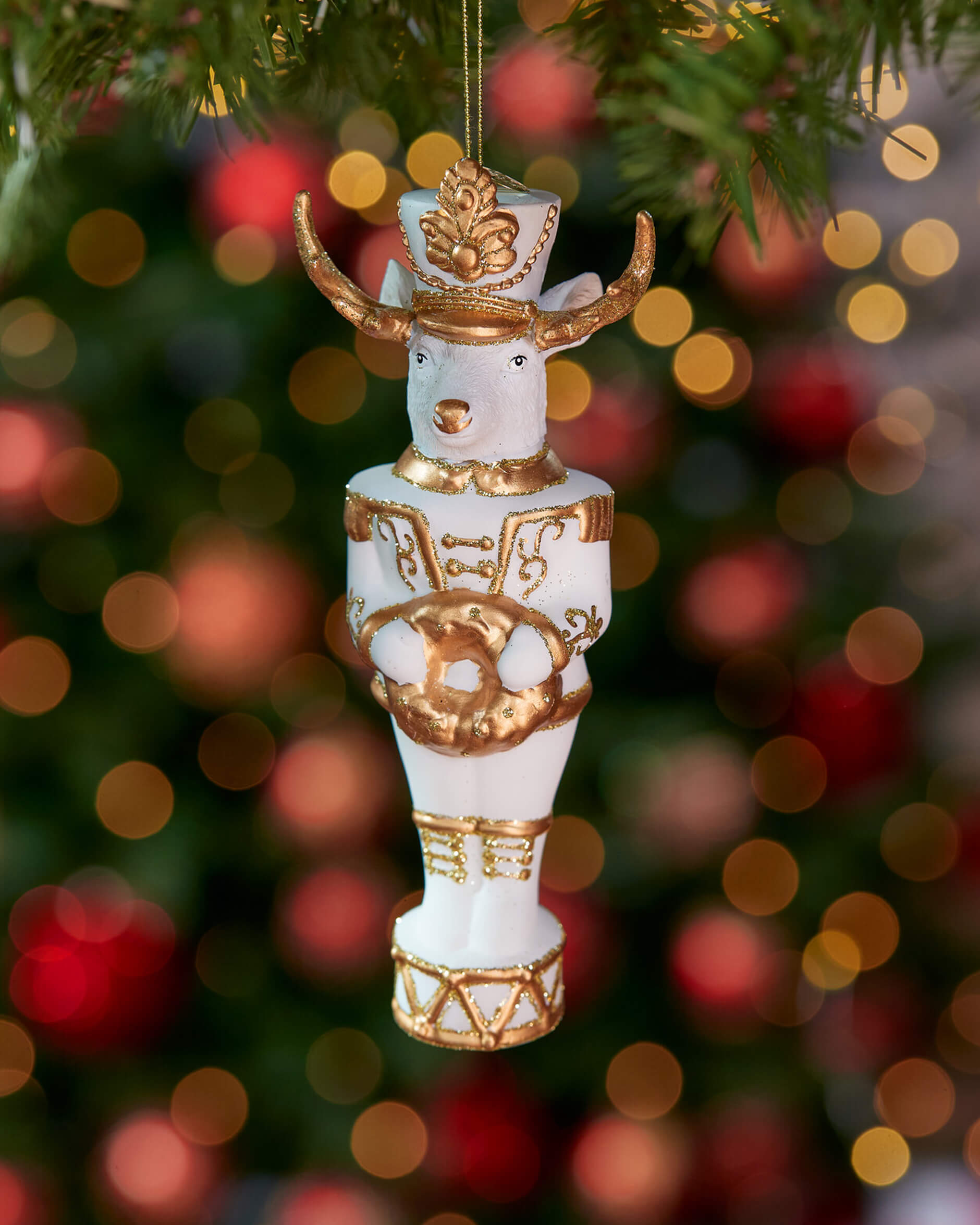 Alaric hjort julgransdekoration vit/guld
