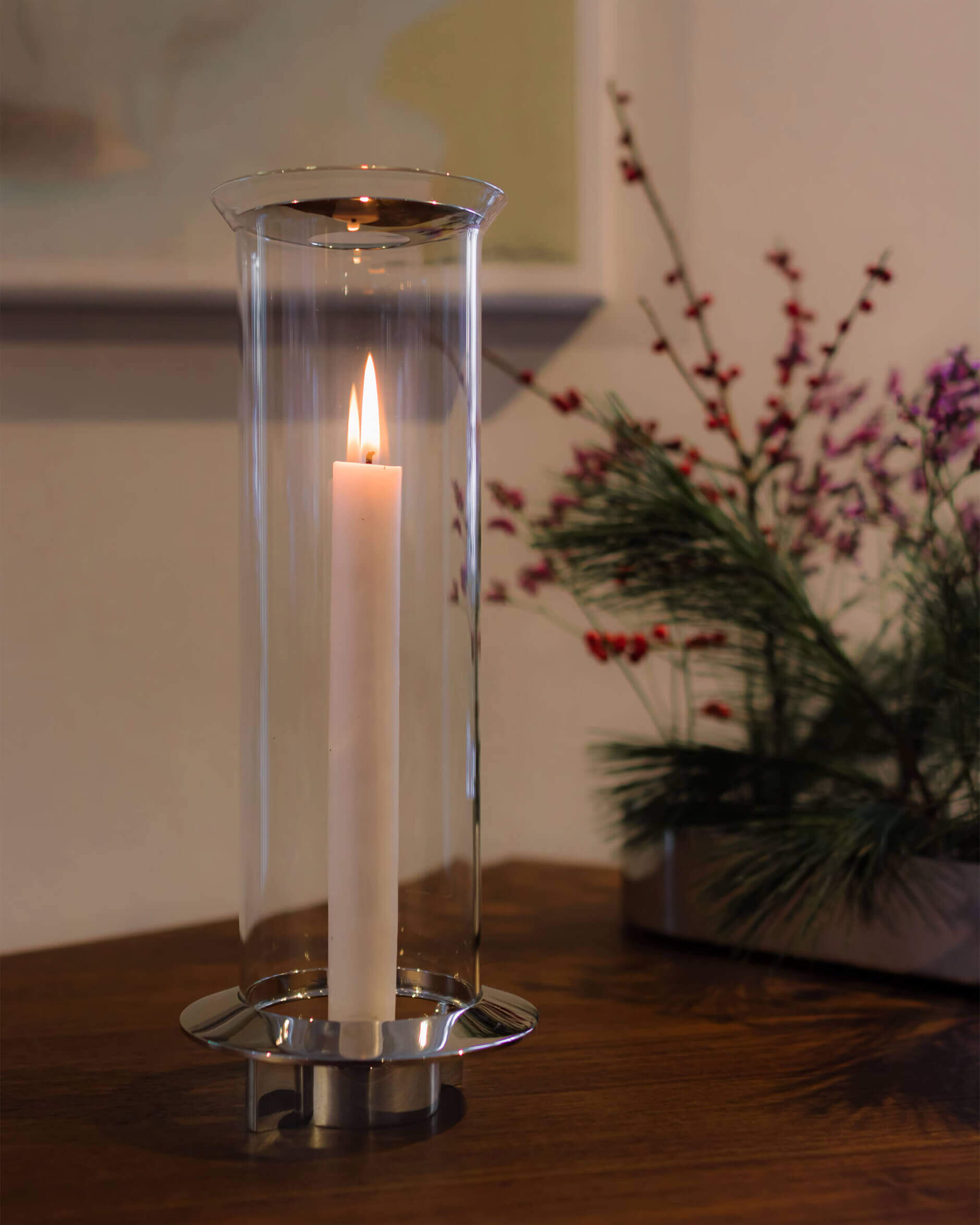 Fyr ljuslykta nickel