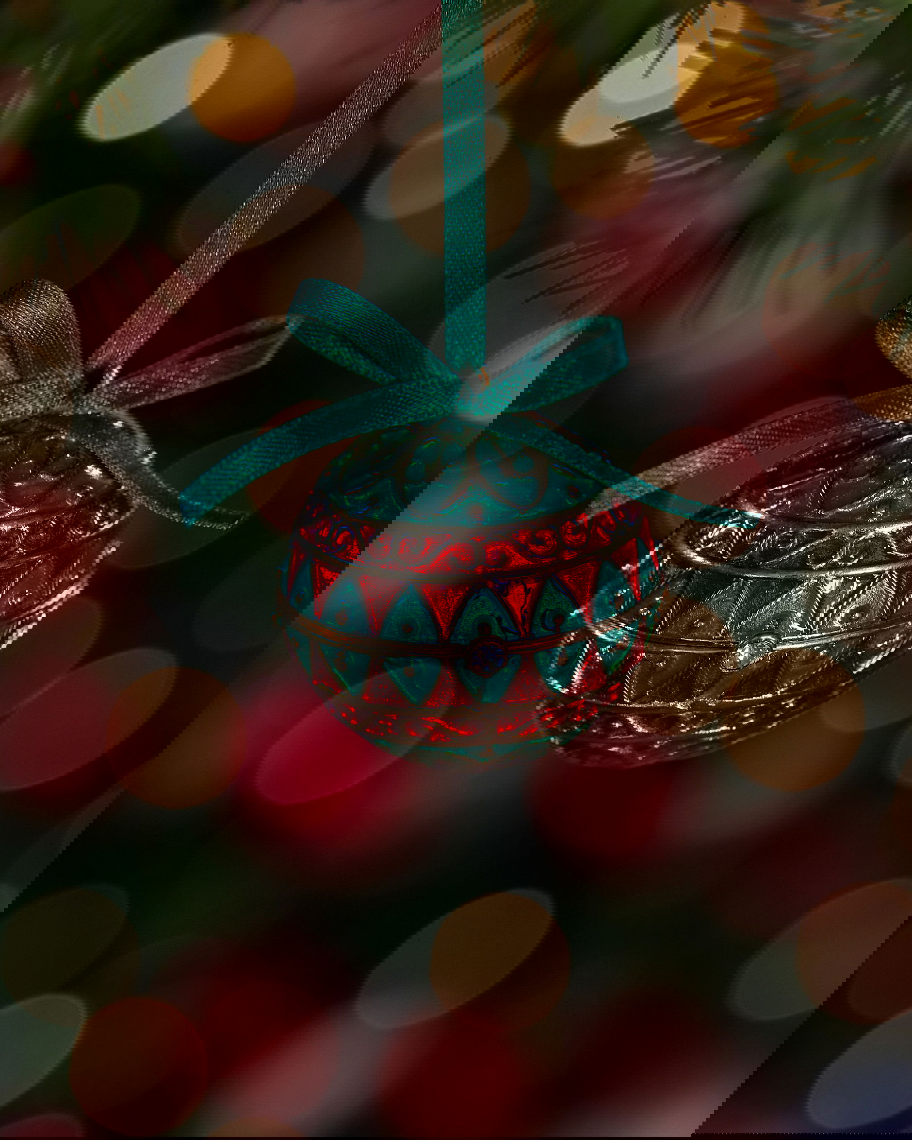 Leonard fabergéägg julgransdekoration grön/röd