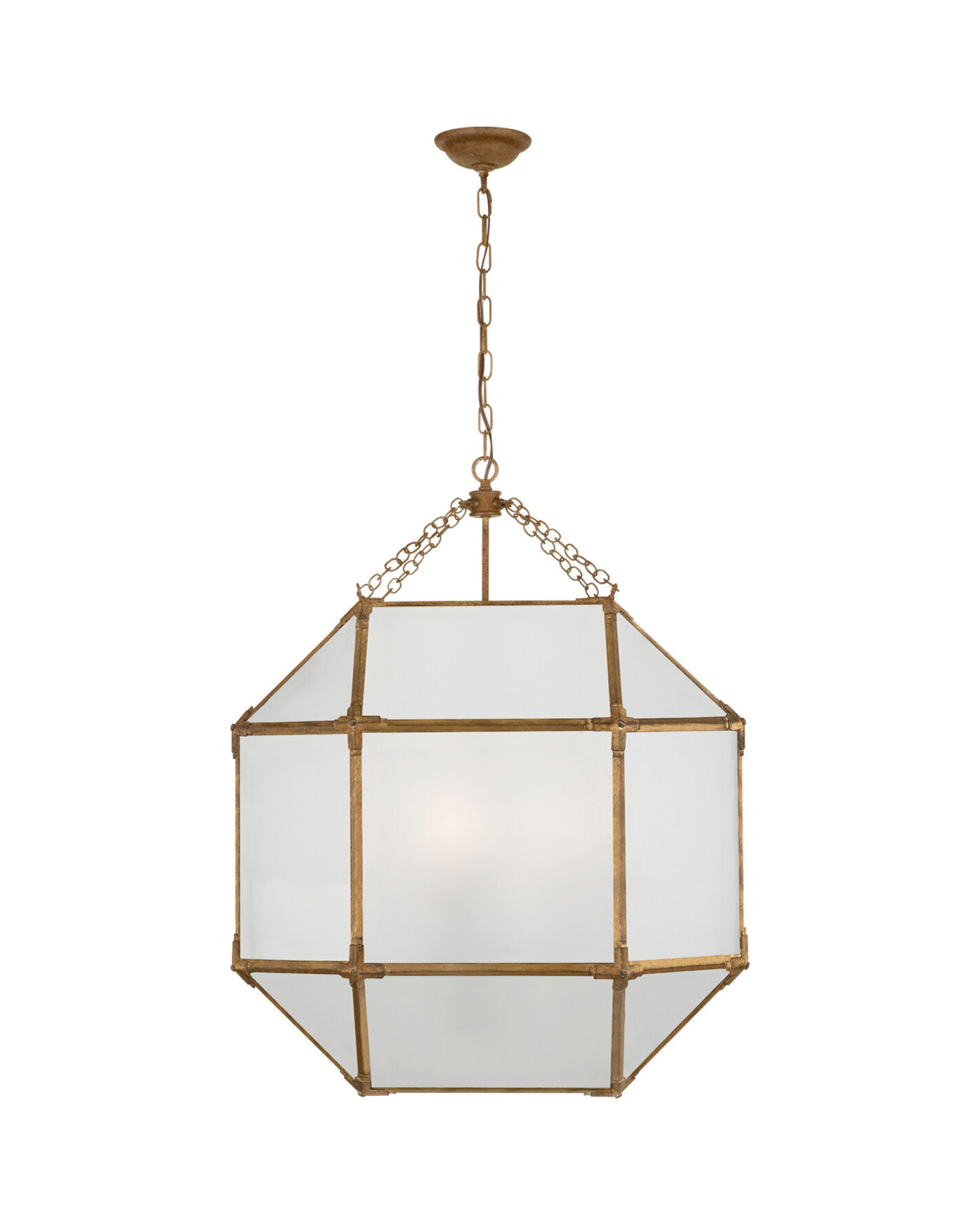 Morris taklampa Gilded Iron/frostat glas L