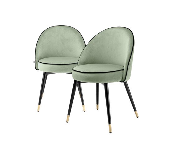 Savona pistache green velvet - Cooper dining chair faux leather grey set of 2