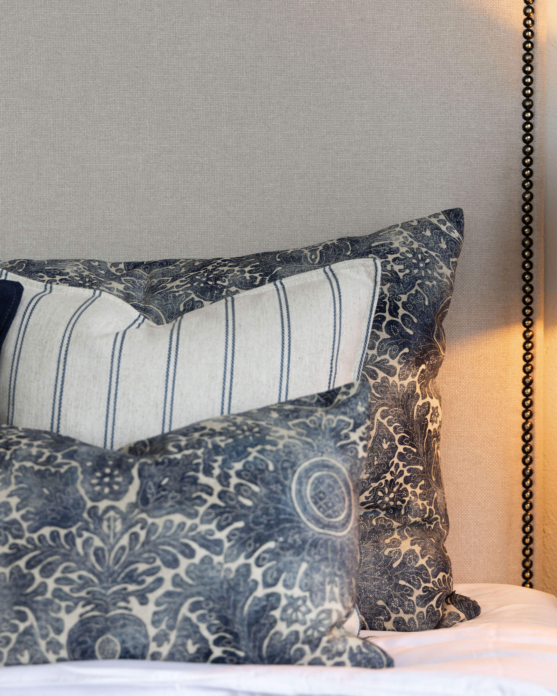 Lotus Stripe Cushion Cover Blue