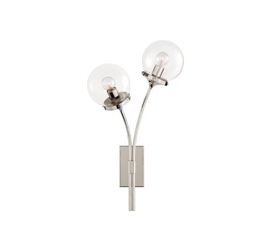 Clear Glass - Prescott Left Sconce Polished Nickel/White Glass