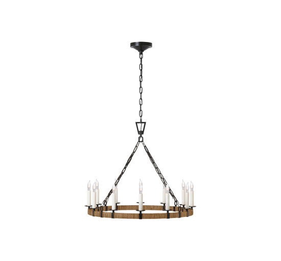 Darlana Wrapped Ring Chandelier Aged Iron/Rattan M