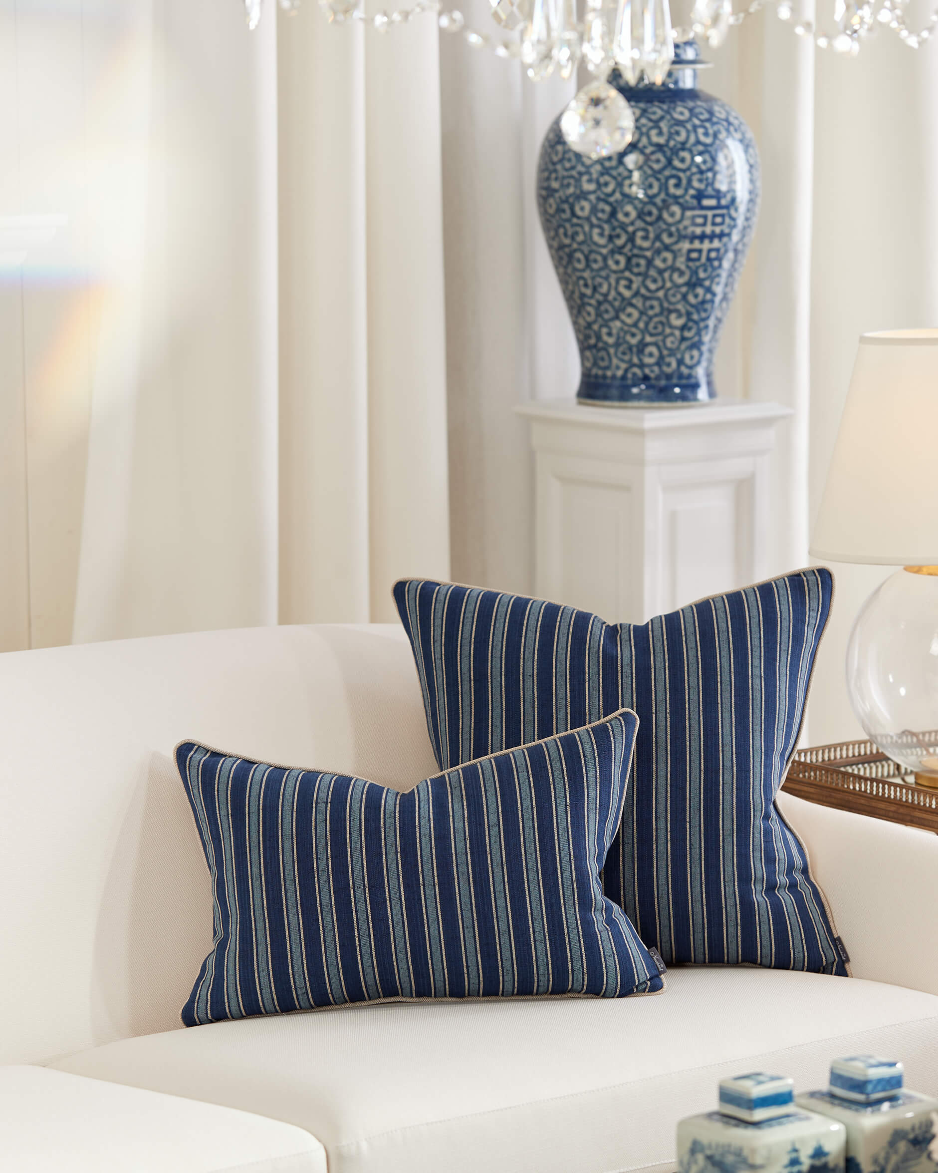 Bungalow Stripe kuddfodral indigo