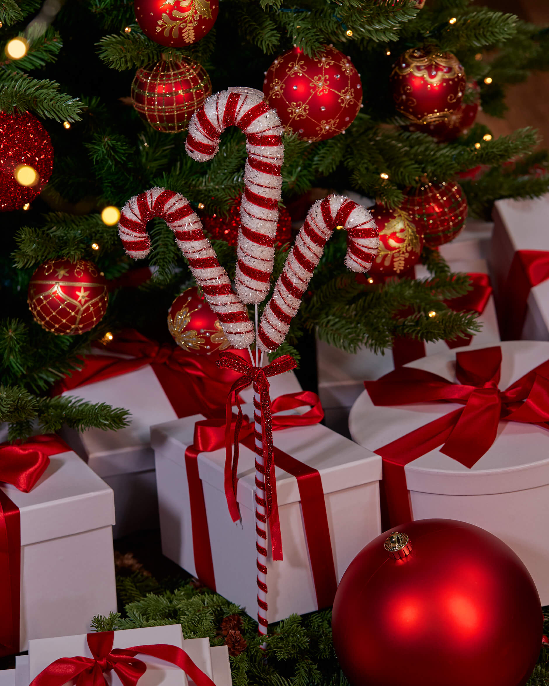 Wilma Polkagriskäpp Trio juldekoration vit/röd